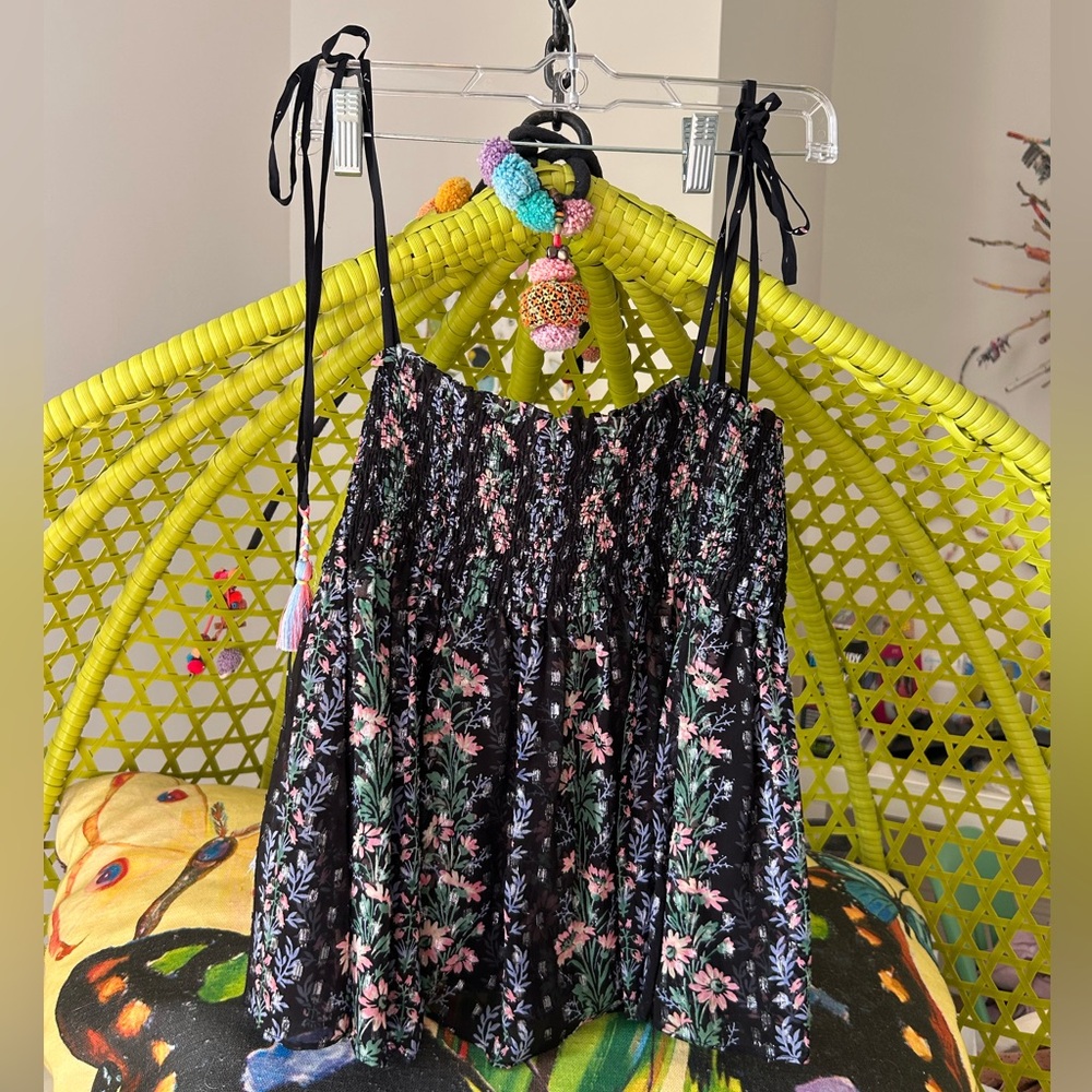 Needle & Thread Black Floral Smocked Shirt/Skirt